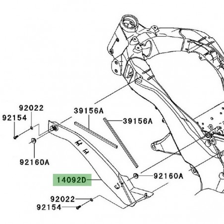 Cache latéral sous réservoir gauche Kawasaki Z1000 (2010-2013) | Réf. 1409200106Z