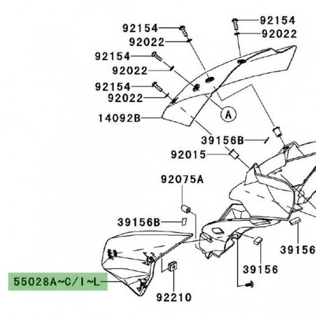 Flanc tête de fourche gauche Kawasaki Z1000 (2010-2013) | Moto Shop 35