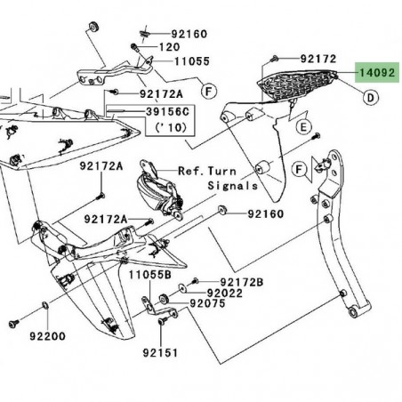 Intérieur écope de radiateur droite Kawasaki Z1000 (2010-2013) | Réf. 140920015