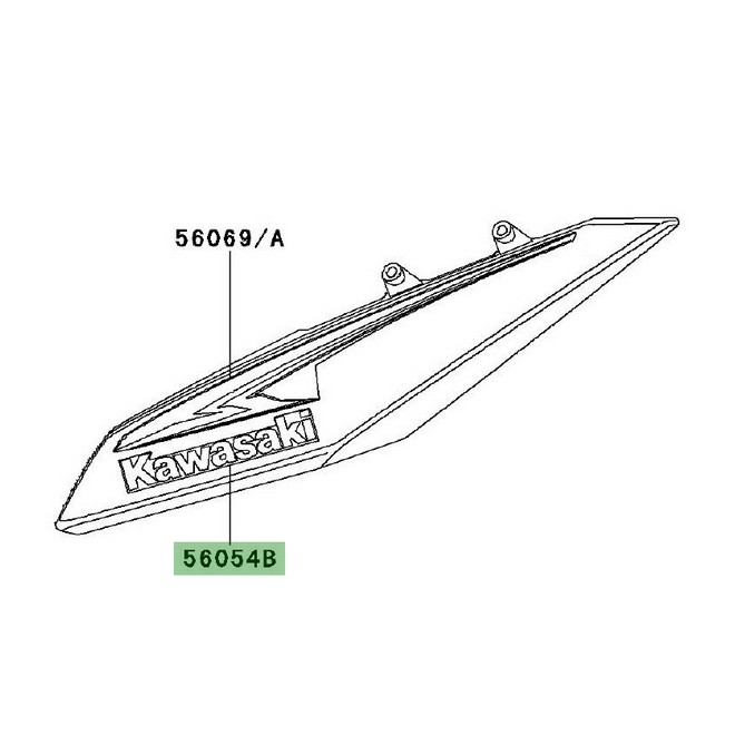 Autocollant "Kawasaki" écope de radiateur centrale Kawasaki Z1000 2013 (Vert - 40R) | Moto Shop 35
