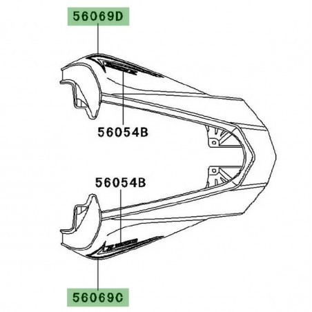 Autocollant décoratif coque arrière Kawasaki Z1000 Black Edition (2012) | Moto Shop 35