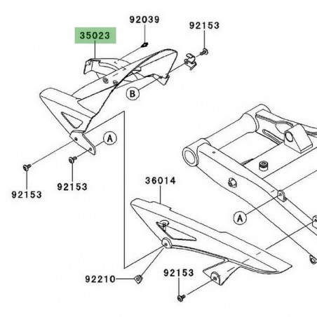 Garde-boue arrière Kawasaki Z1000 (2010-2016) | Réf. 350230381