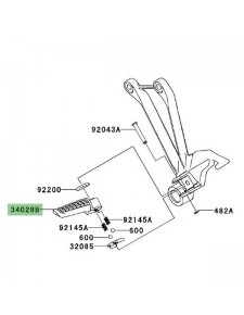 Repose-pieds arrière gauche Kawasaki Z1000 (2010 et +) | Réf. 340280094