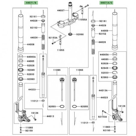 Fourche complète Kawasaki Z1000 (2010-2013) | Moto Shop 35