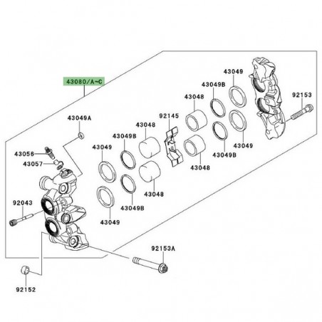 Étrier de frein avant Kawasaki Z1000 (2010-2013) | Motos Shop 35