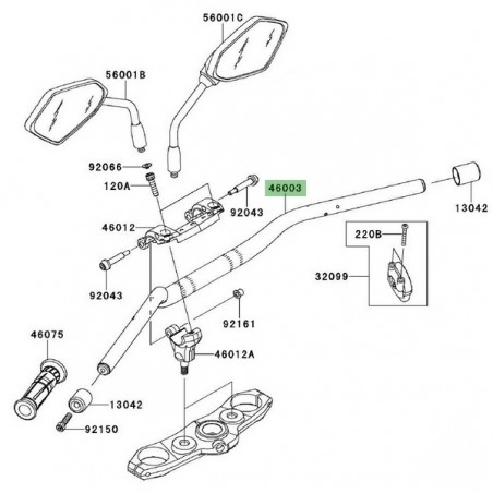 Guidon Kawasaki Z1000 (2010-2013) | Réf. 46003060518R