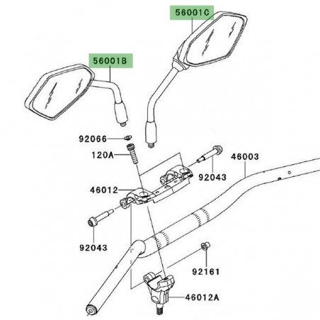 Rétroviseur d'origine Kawasaki Z1000 (2010-2013) | Moto Shop 35