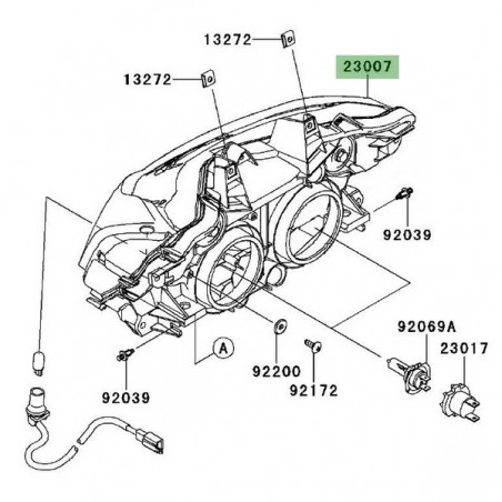 Optique de phare avant Kawasaki Z1000 (2010-2013) | Réf. 230070145