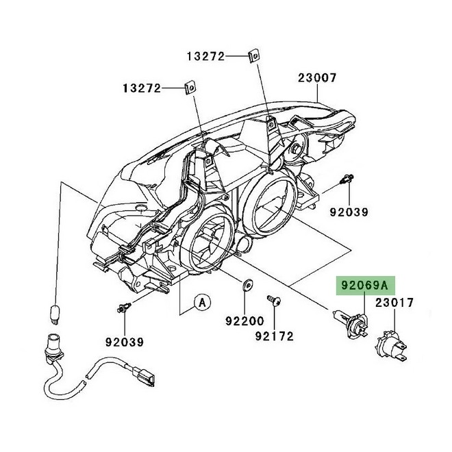 Ampoule H7 (12V/55W) optique avant Kawasaki Z1000 (2010-2013) | Réf. 920690053