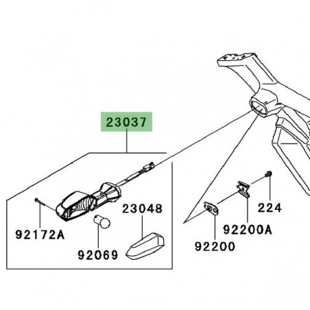 Clignotant arrière gauche Kawasaki Z1000 (2010-2013) | Réf. 230400237