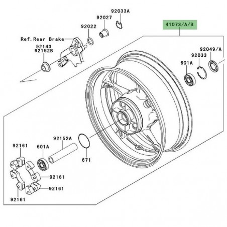 Jante arrière d'origine Kawasaki Z1000 (2010-2013) | Moto Shop 35