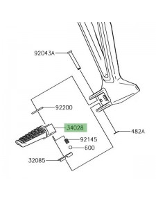 Repose-pieds arrière gauche Kawasaki Z900RS (2018-2021) | Réf. 340280004 - 340280380