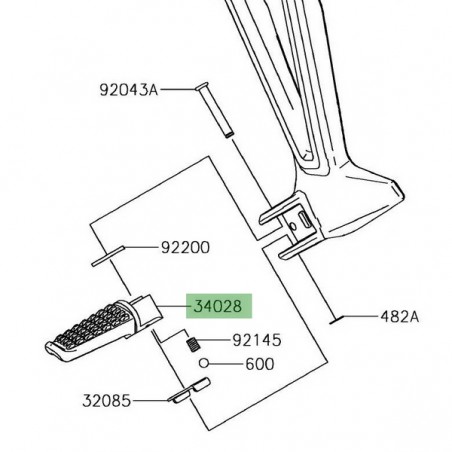 Repose-pieds arrière gauche Kawasaki Z900RS (2018-2021) | Réf. 340280004 - 340280380