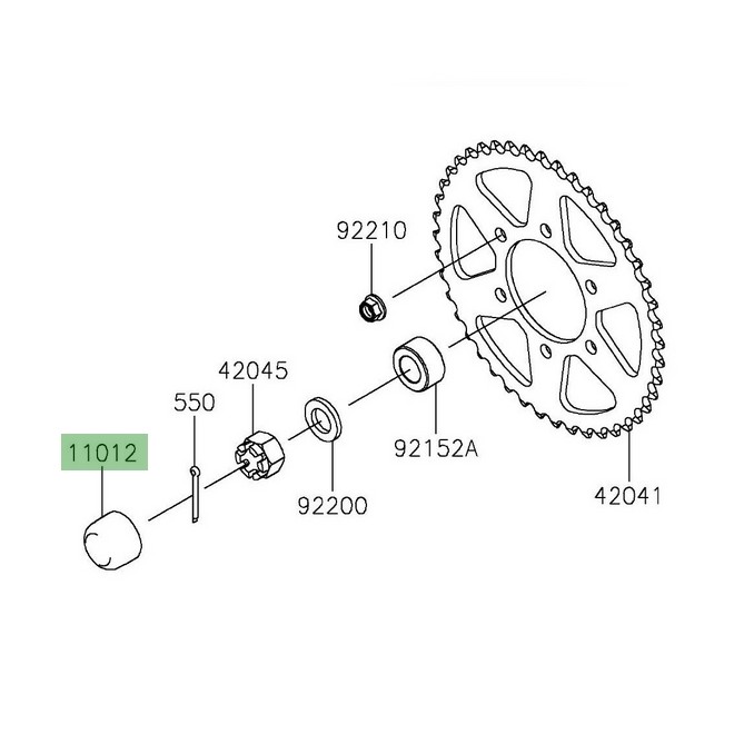 Capuchon écrou de roue arrière Kawasaki 110121590 | Moto Shop 35