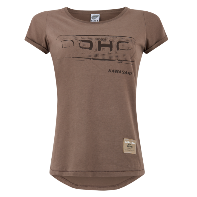 T-Shirt femme Kawasaki DOHC marron (XS à 2XL) | Moto Shop 35 T-Shirt femme Kawasaki DOHC marron (XS à 2XL) | Moto Shop 35