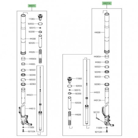 Bras de fourche gauche ou droit Kawasaki Z900RS (2018-2021) | Réf. 44071129059P - 44071129159P