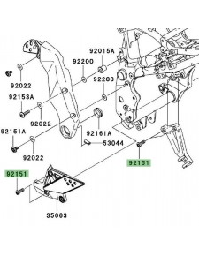 Vis (M10x30) pour fixation des platines repose-pieds avant et arrière Kawasaki Z750 (2004-2006) | Réf. 921511372