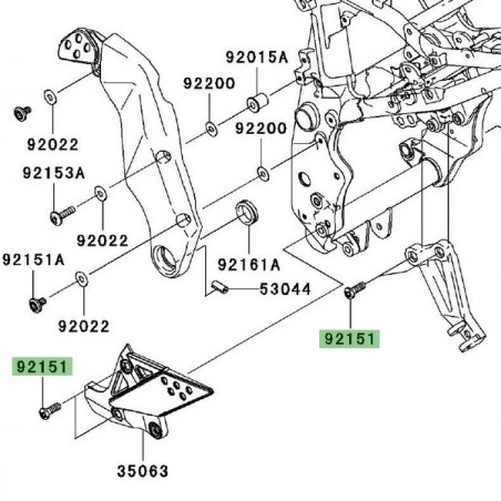 Vis (M10x30) pour fixation des platines repose-pieds avant et arrière Kawasaki Z750 (2004-2006) | Réf. 921511372