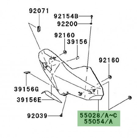 Flanc tête de fourche gauche peint Kawasaki Versys 1000 (2012-2014) | Moto Shop 35