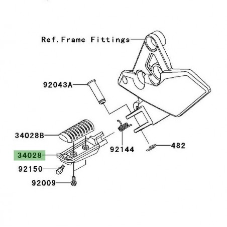 Platine repose-pieds avant gauche Kawasaki Versys 1000 (2012-2014) | Réf. 340280127
