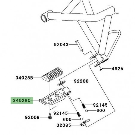 Repose-pieds arrière gauche Kawasaki Versys 1000 (2012-2014) | Réf. 340280314