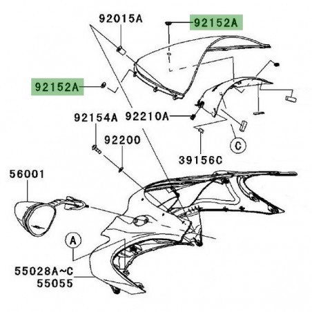 Rondelle épaulée pour bulle Kawasaki ZZR1400 (2012 et +) | Réf. 921521690