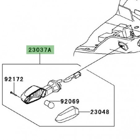 Clignotant arrière gauche Kawasaki Versys 1000 (2012-2014) | Réf. 230370232
