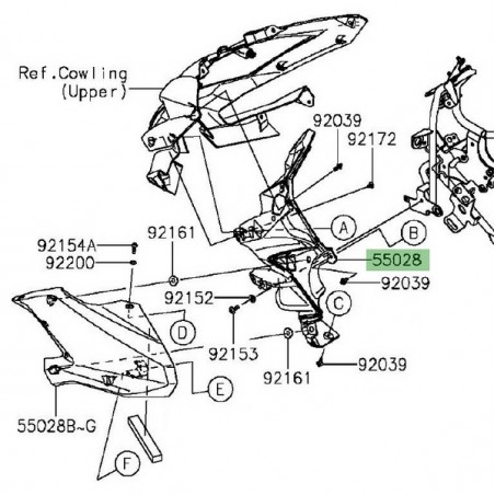 Intérieur tête de fourche gauche Kawasaki Versys 1000 (2015-2018) | Réf. 550280527