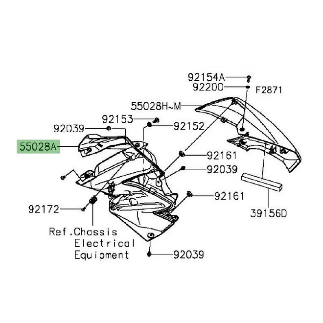 Intérieur tête de fourche droit Kawasaki Versys 1000 (2015-2018) | Réf. 550280528