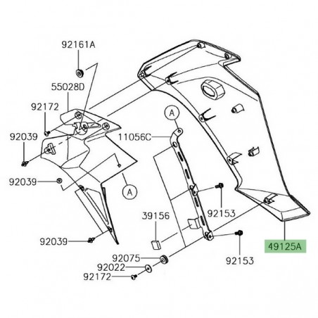 Écope de radiateur peinte droite Kawasaki Versys 1000 (2015-2018) | Moto Shop 35