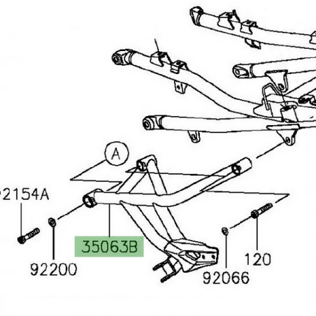 Platine repose-pieds arrière gauche Kawasaki Versys 1000 (2015-2018) | Réf. 35063098218R