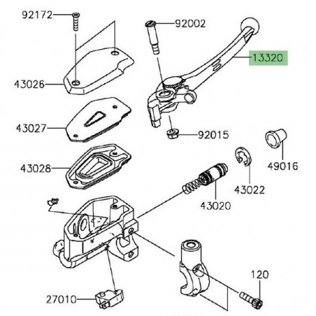 Levier de frein avant Kawasaki Versys 1000 (2015-2018) | Réf. 133200031