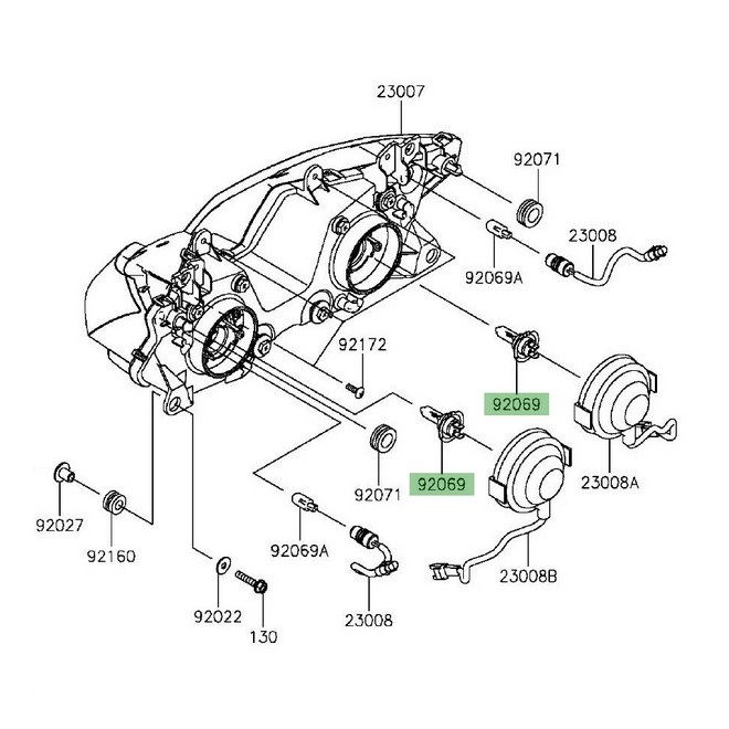 Ampoule H7 (12V/55W) optique avant Kawasaki Versys 1000 (2015-2018) | Réf. 920690053