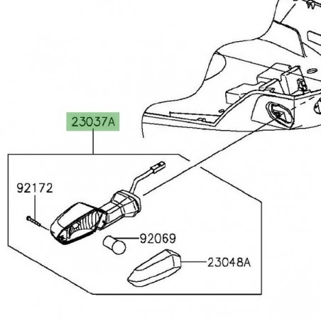 Clignotant arrière gauche Kawasaki Versys 1000 (2015-2016) | Réf. 230370294