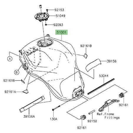 Réservoir à essence Kawasaki Versys 1000 (2015-2018) | Réf. 510010816660