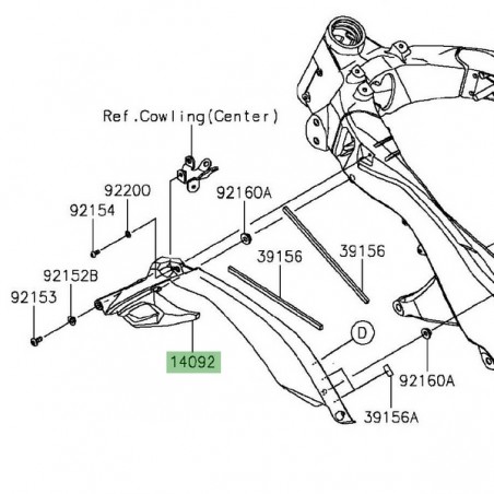 Habillage sous réservoir gauche Kawasaki Z1000 (2014 et +) | Réf. 140921128