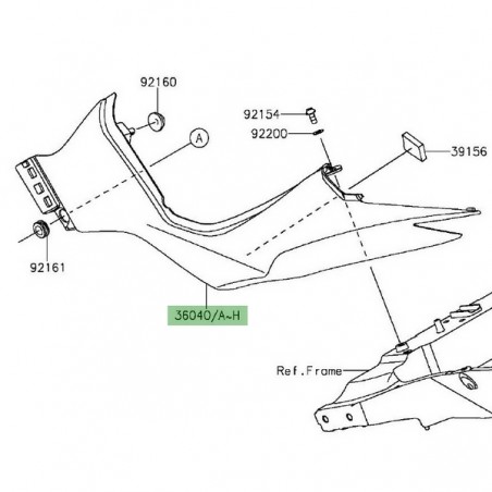 Coque arrière gauche Kawasaki Z1000 (2014 et +) | Moto Shop 35