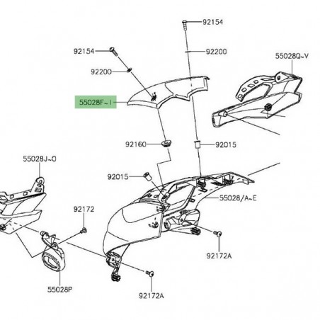 Dessus de tête de fourche peint Kawasaki Z1000 (2014 et +) | Moto Shop 35