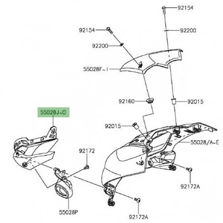 Flanc gauche tête de fourche Kawasaki Z1000 (2014 et +) | Moto Shop 35