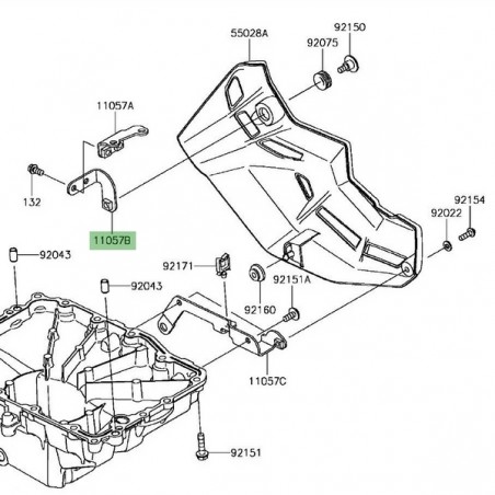 Pattes fixation avant droite sabot moteur Kawasaki Z900 (2017-2019) | Réf. 110570294