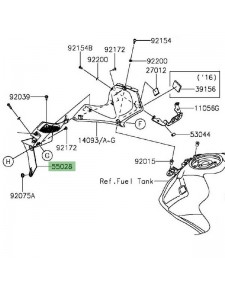 Intérieur écope de réservoir gauche Kawasaki Z1000 (2014 et +) | Réf. 550280492