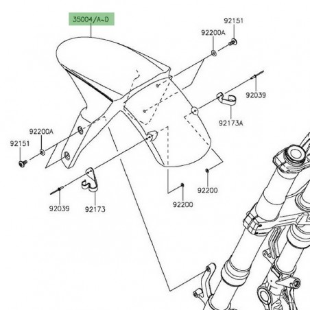 Garde-boue avant peint Kawasaki Z1000 (2014 et +) | Moto Shop 35