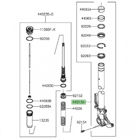 Tube de fourche droit Kawasaki Z1000 (2014 et +) | Réf. 44013022218R