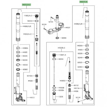 Fourche complète Kawasaki Z1000 (2014 et +) | Moto Shop 35