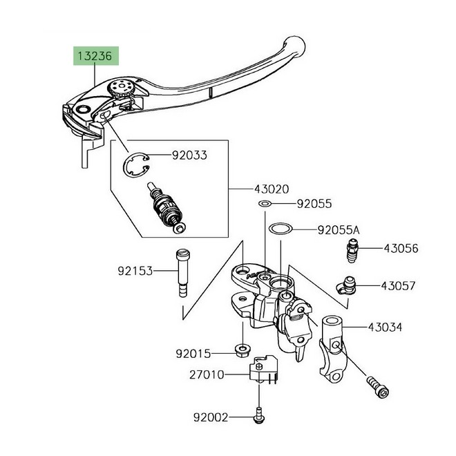 Levier de frein avant Kawasaki Z1000 (2014 et +) | Moto Shop 35