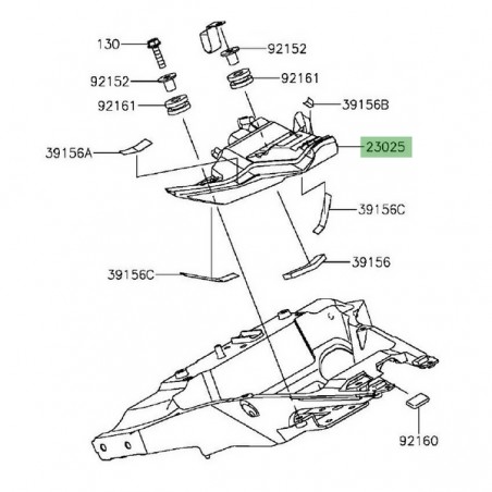 Feux arrière à Leds Kawasaki Z1000 (2014 et +) | Réf. 230250377