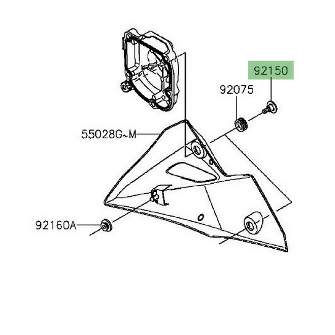 Vis fixation sabot moteur droit Kawasaki Z800 (2013-2016) | Réf. 921501154