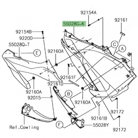 Flanc de carénage gauche peint Kawasaki Z1000SX (2017-2019) | Moto Shop 35