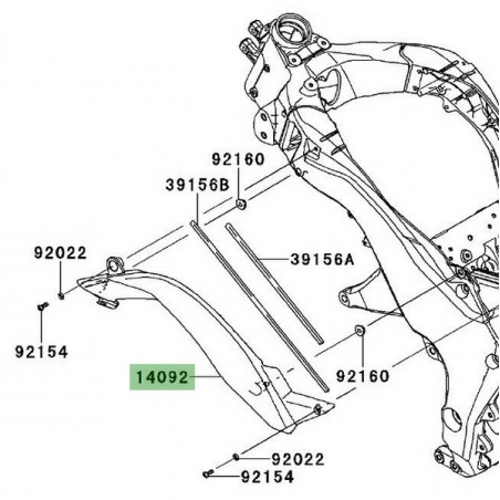 Habillage sous réservoir gauche Kawasaki Z1000SX (2011-2016) | Réf. 1409201616Z