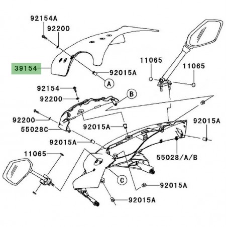 Bulle d'origine Kawasaki Z1000SX (2011-2016) | Réf. 391540052